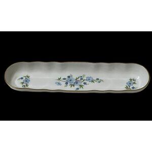 Aristocrat Bone China Handmade Nut Mint Olive Tray White Floral England Vintage